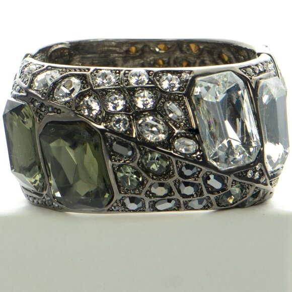 Kenneth Jay Lane KJL Gunmetal Twisted Crystal Cuff Bracelet - Picture 5 of 10